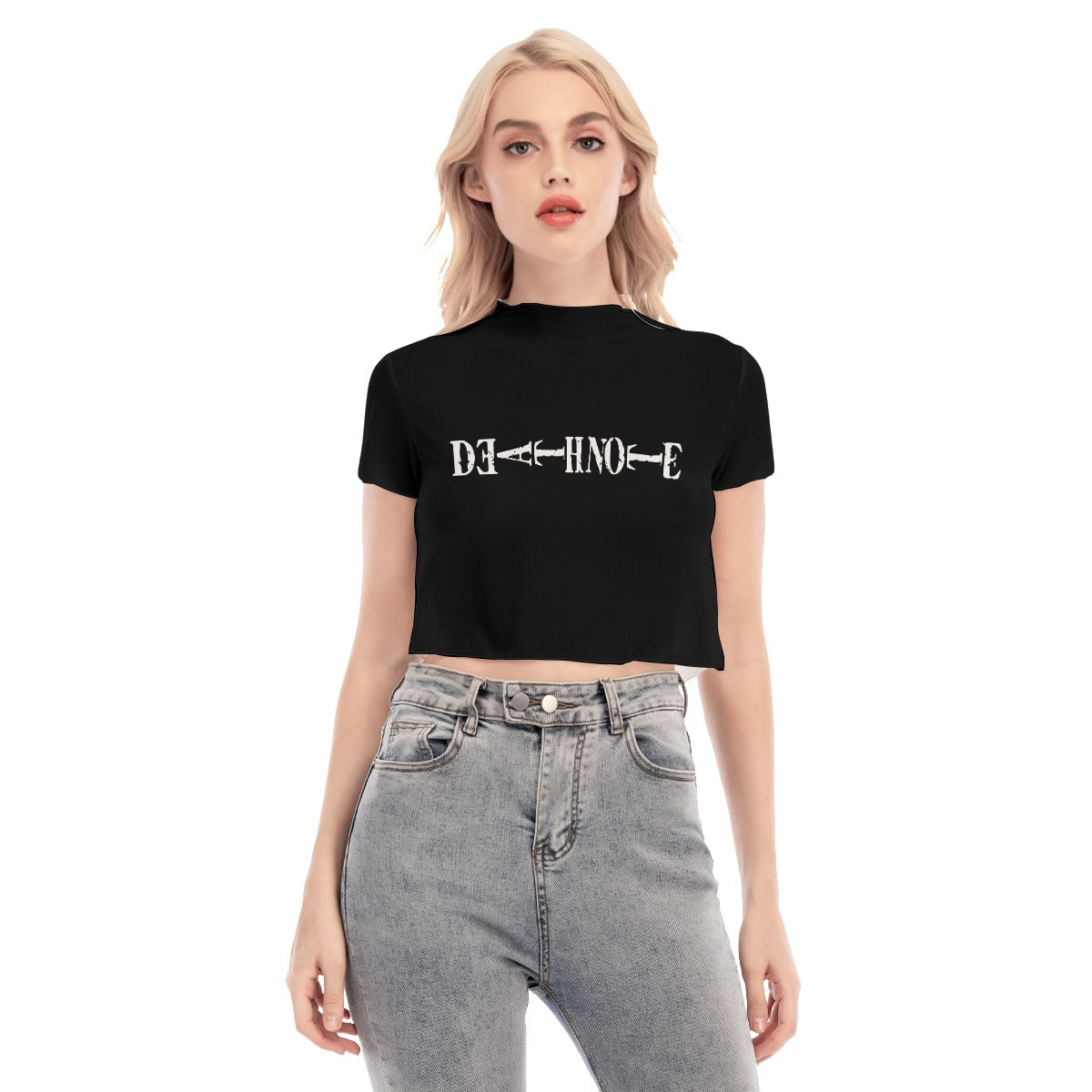 DeatNote Short Sleeves Mesh Crop Top