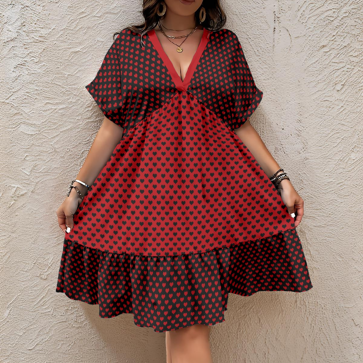 Heartless V-Neck Short Sleeve Dress