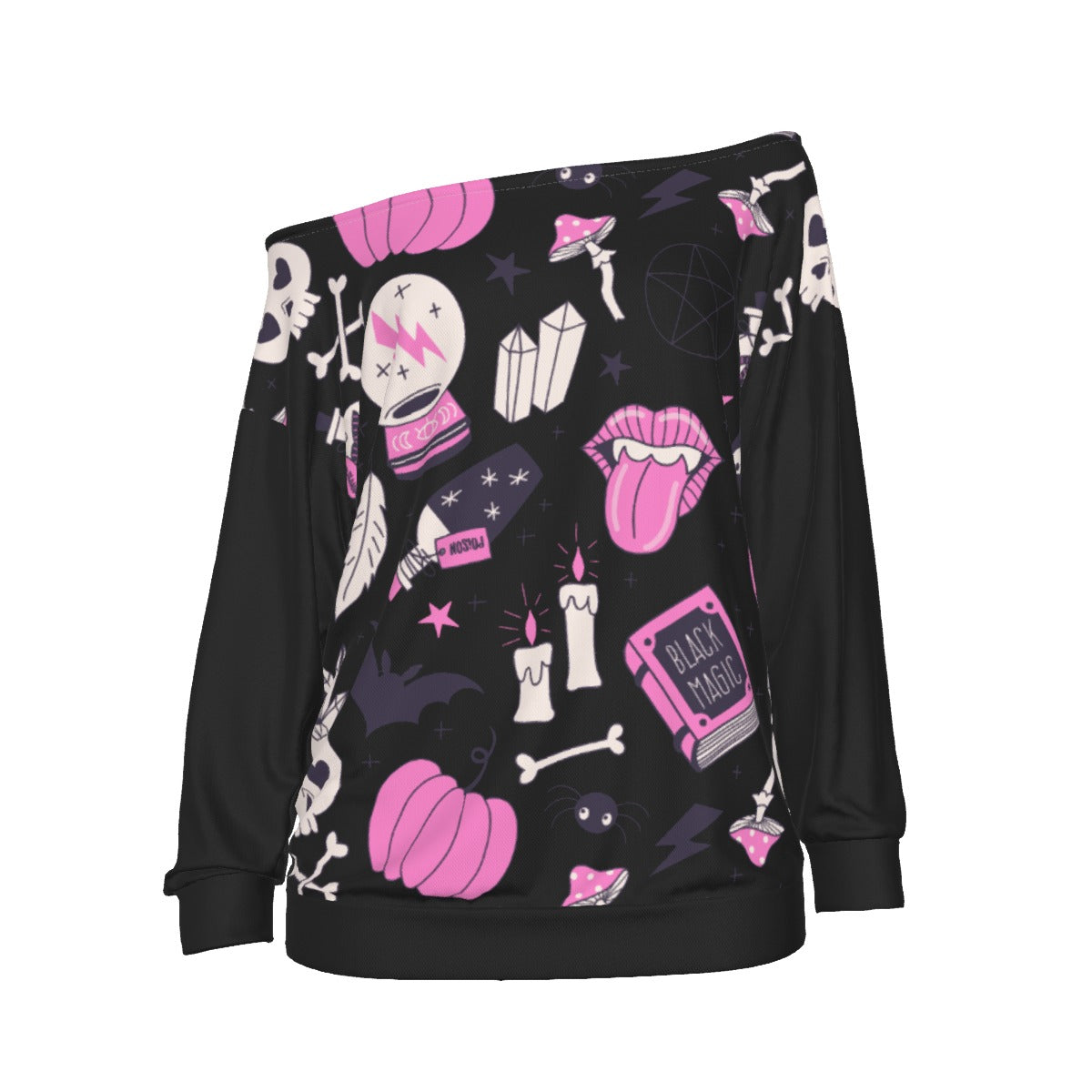 Pastel Spooky Oversized Off-Shoulder Sweatshirt