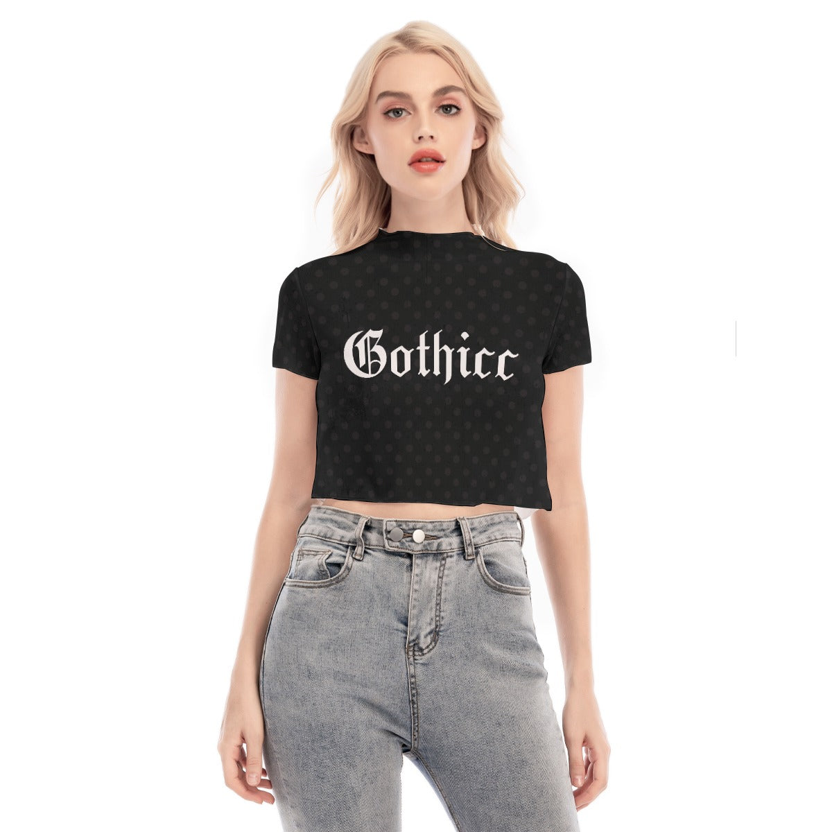 Gothicc Short Sleeves Mesh Crop Top