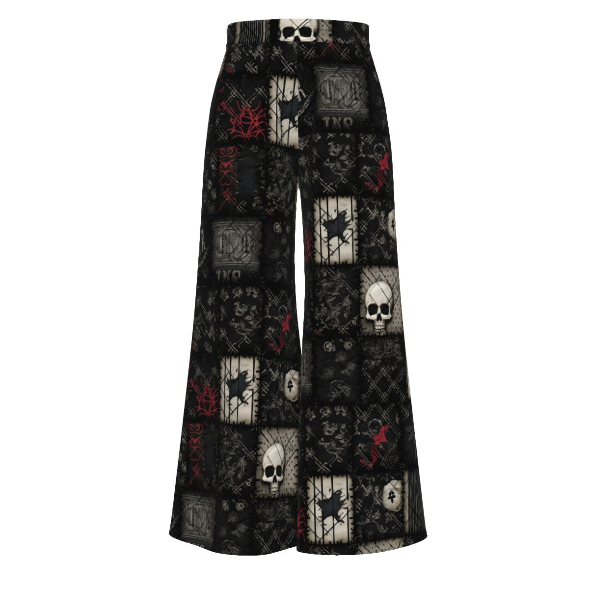 Skull Star High Waist Wide Leg Trousers