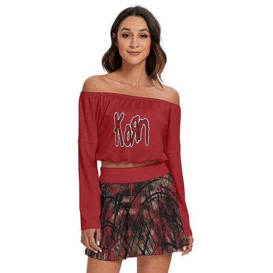 Korn Off-shoulder Top And Skirt Set