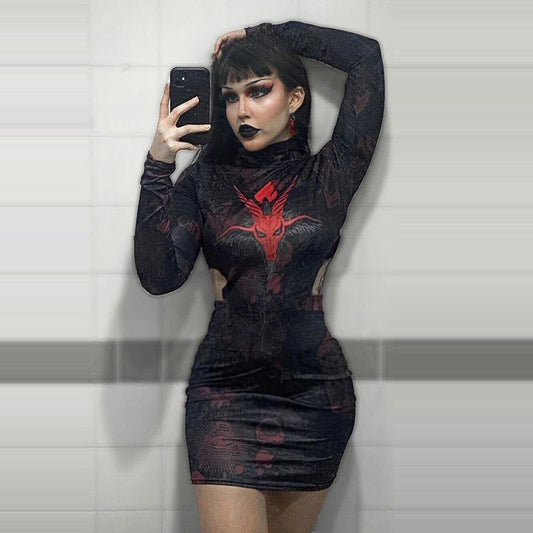 Devils Night Waist Hollow Hip Dress