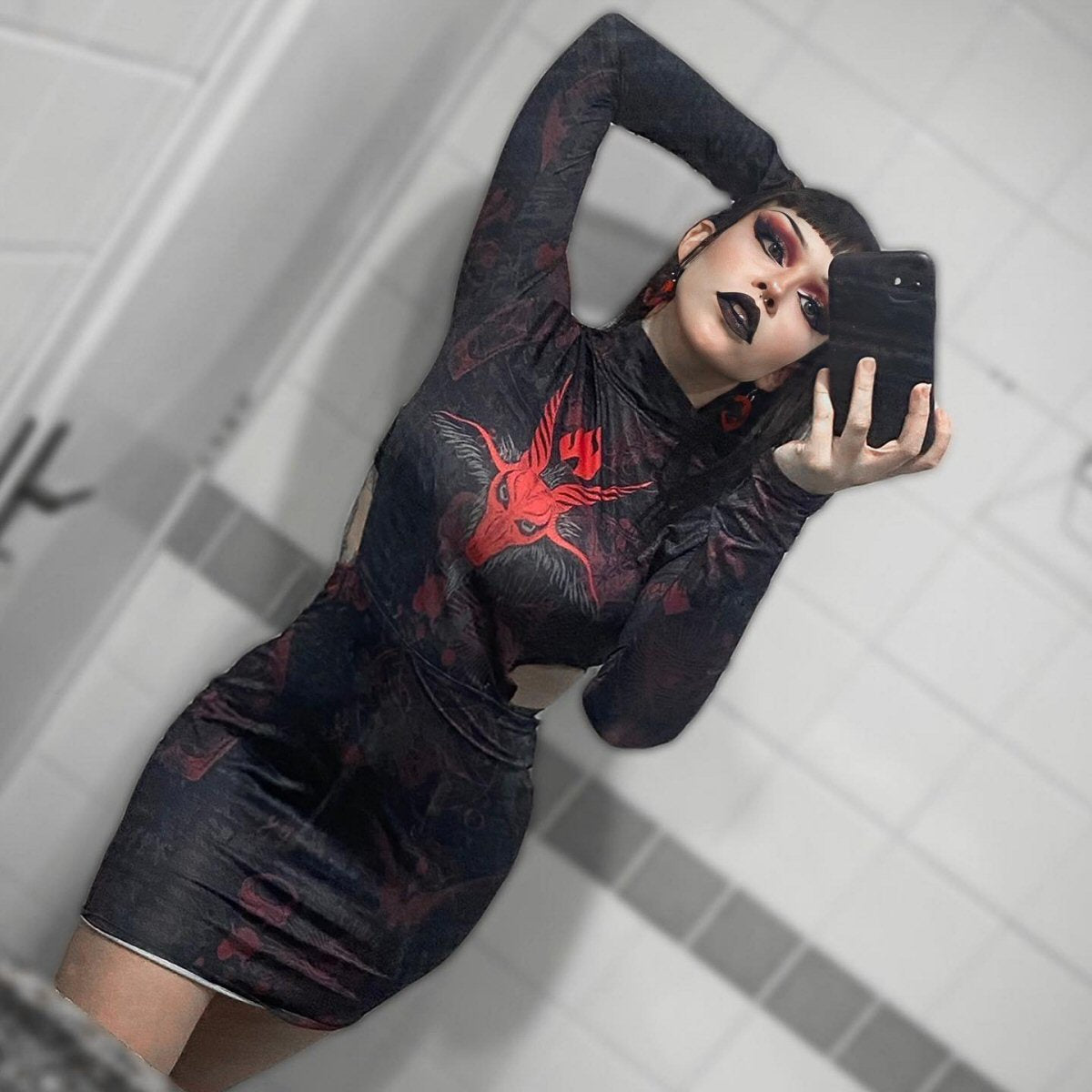 Devils Night Waist Hollow Hip Dress