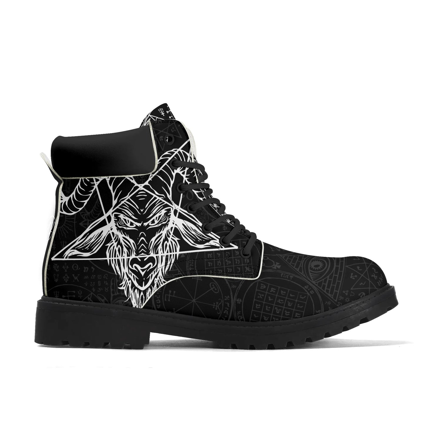 Baphomet Leather Mid Calf Boots
