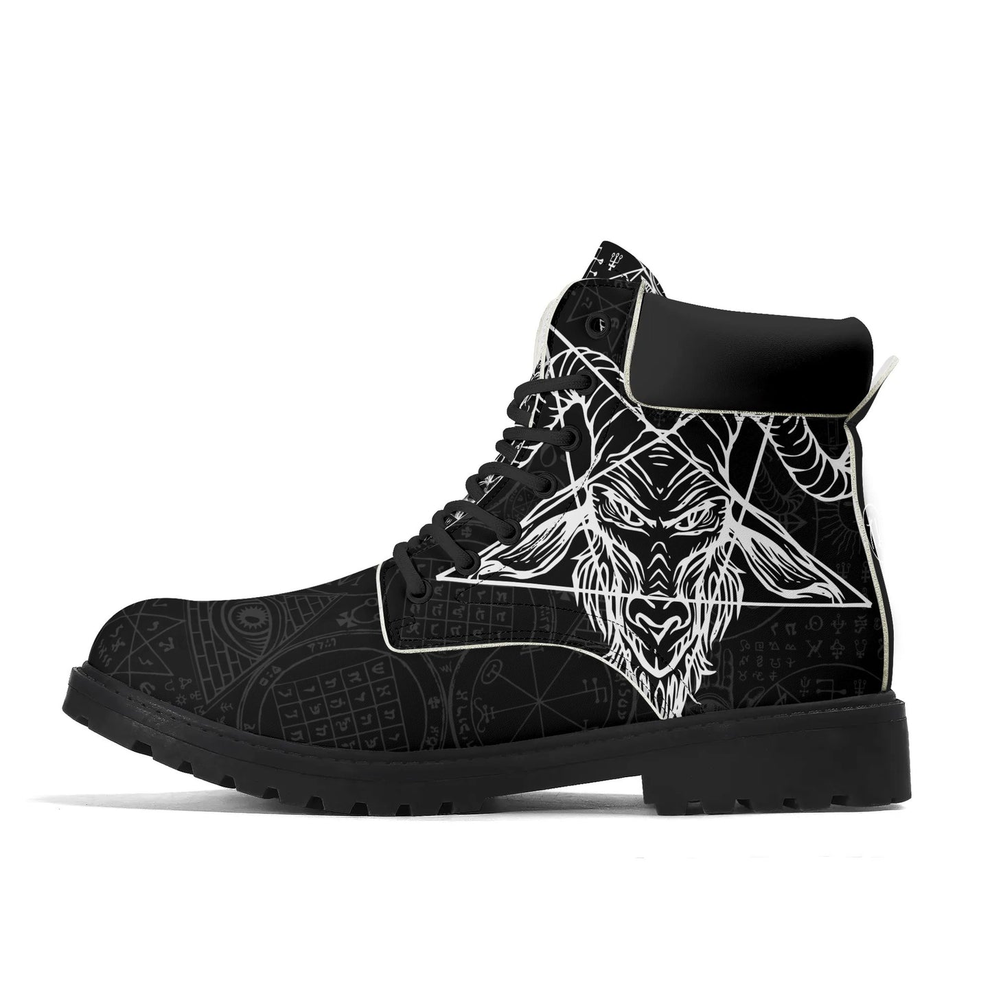 Baphomet Leather Mid Calf Boots