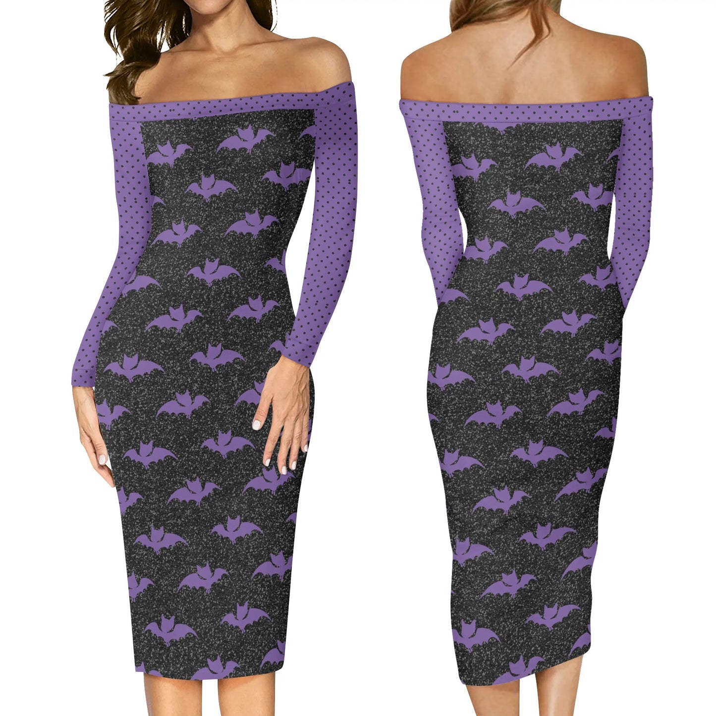 Purple Passion Off The Shoulder Long Sleeve Dress