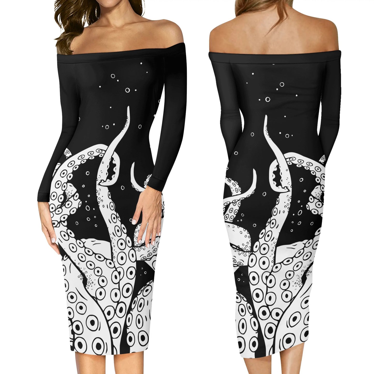 Kraken Off The Shoulder Long Sleeve Dress