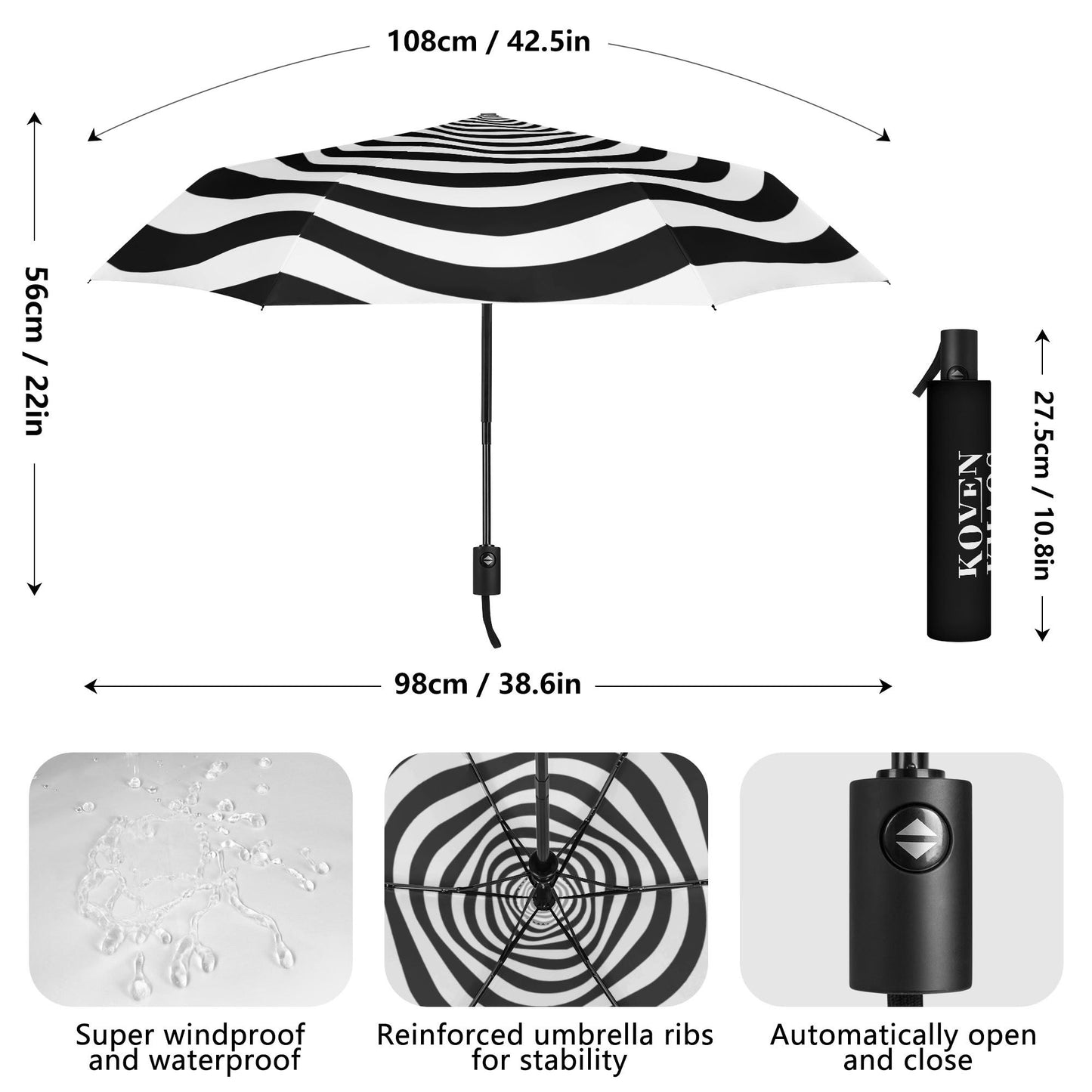 Spiral Hill Auto Open & Close Umbrella