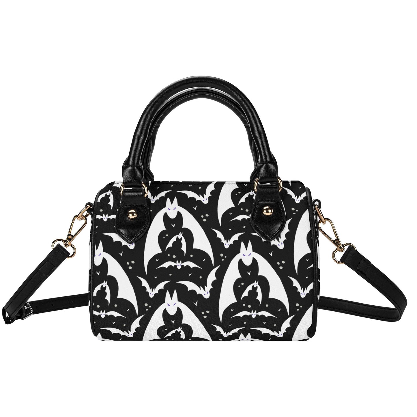 Bat Attack Leather Mini Boston Satchel Handbag