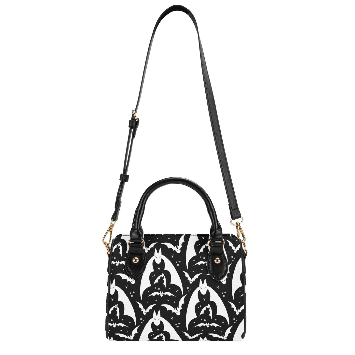 Bat Attack Leather Mini Boston Satchel Handbag