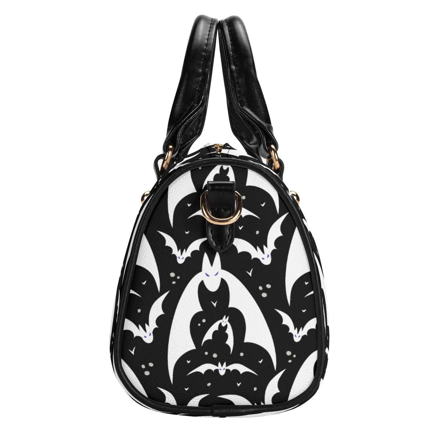 Bat Attack Leather Mini Boston Satchel Handbag