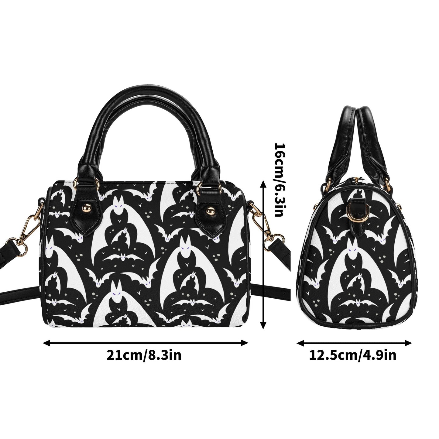 Bat Attack Leather Mini Boston Satchel Handbag