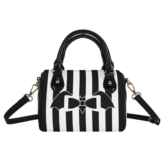 Vamped Up Leather Mini Boston Satchel Handbag