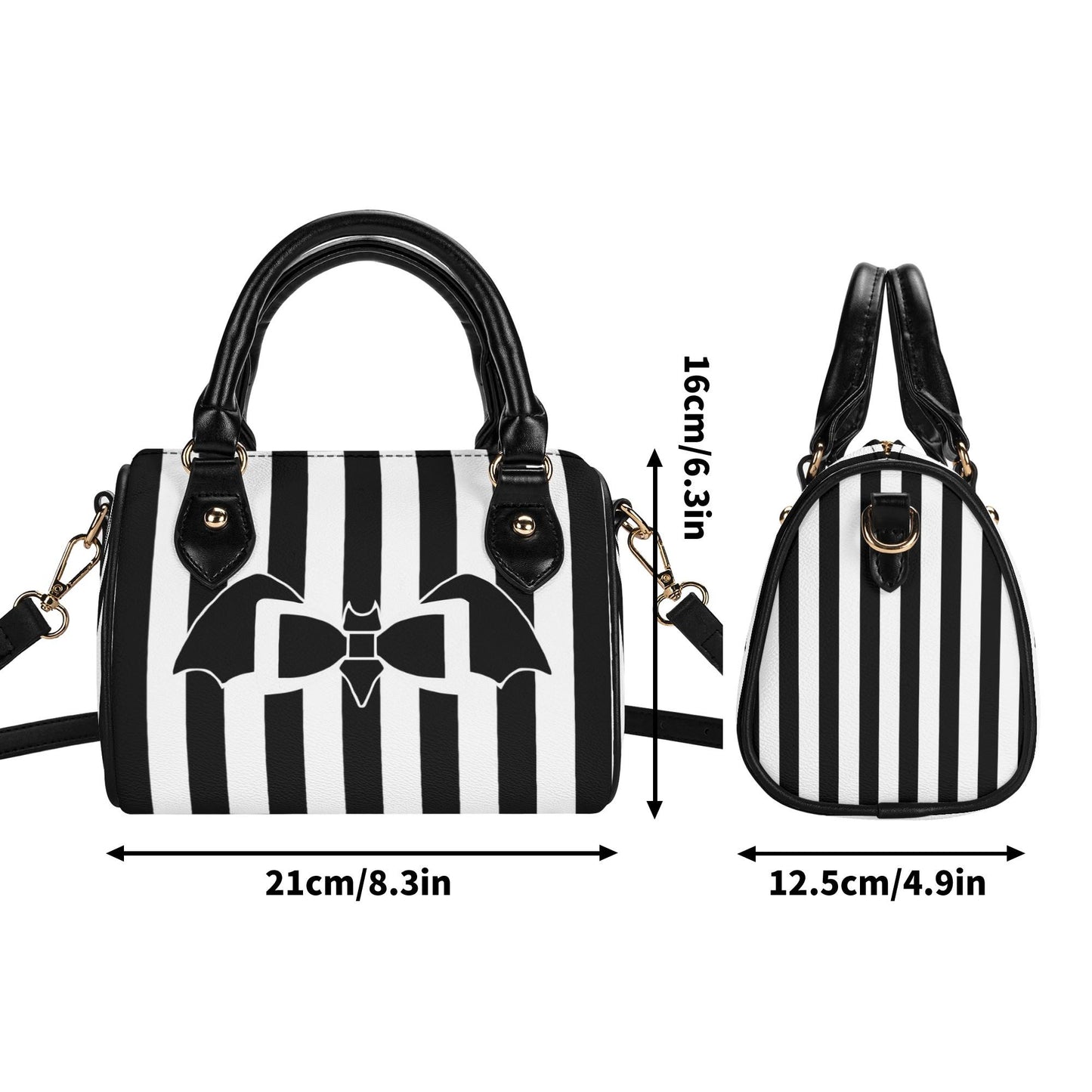 Vamped Up Leather Mini Boston Satchel Handbag