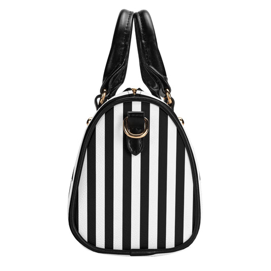 Vamped Up Leather Mini Boston Satchel Handbag