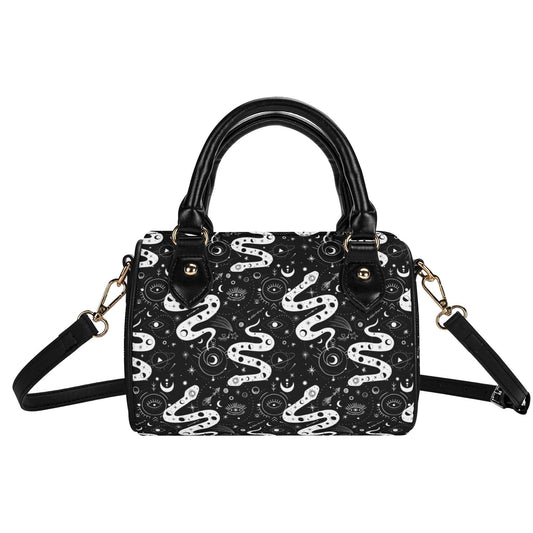 Cosmic Serpent Leather Mini Boston Satchel Handbag