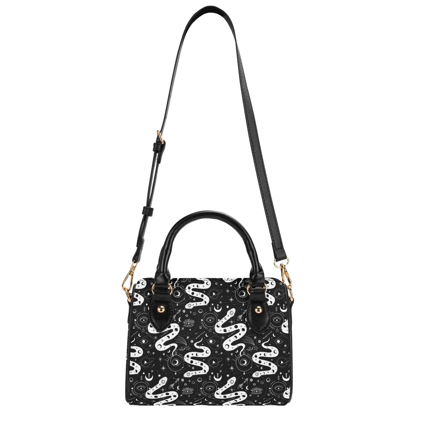 Cosmic Serpent Leather Mini Boston Satchel Handbag