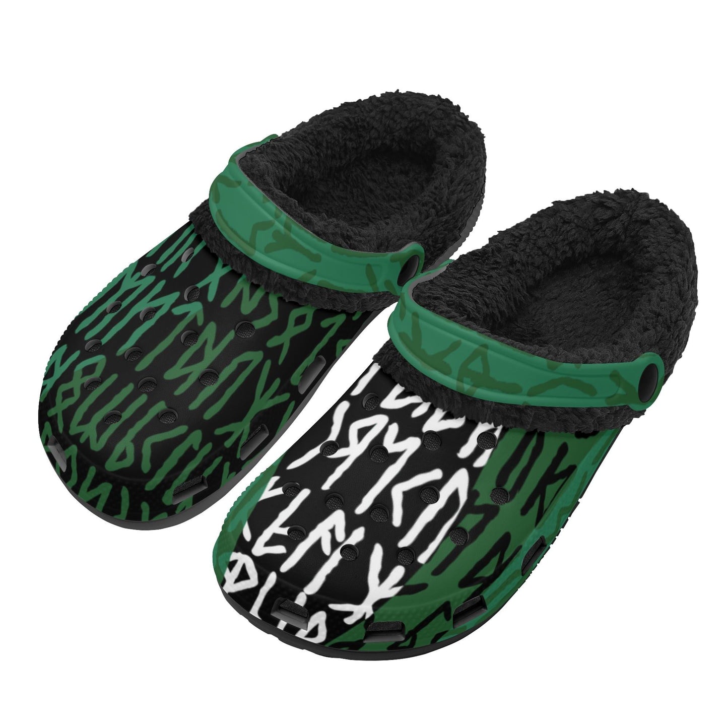 Viking Runes Winter Fur Lined Clogs