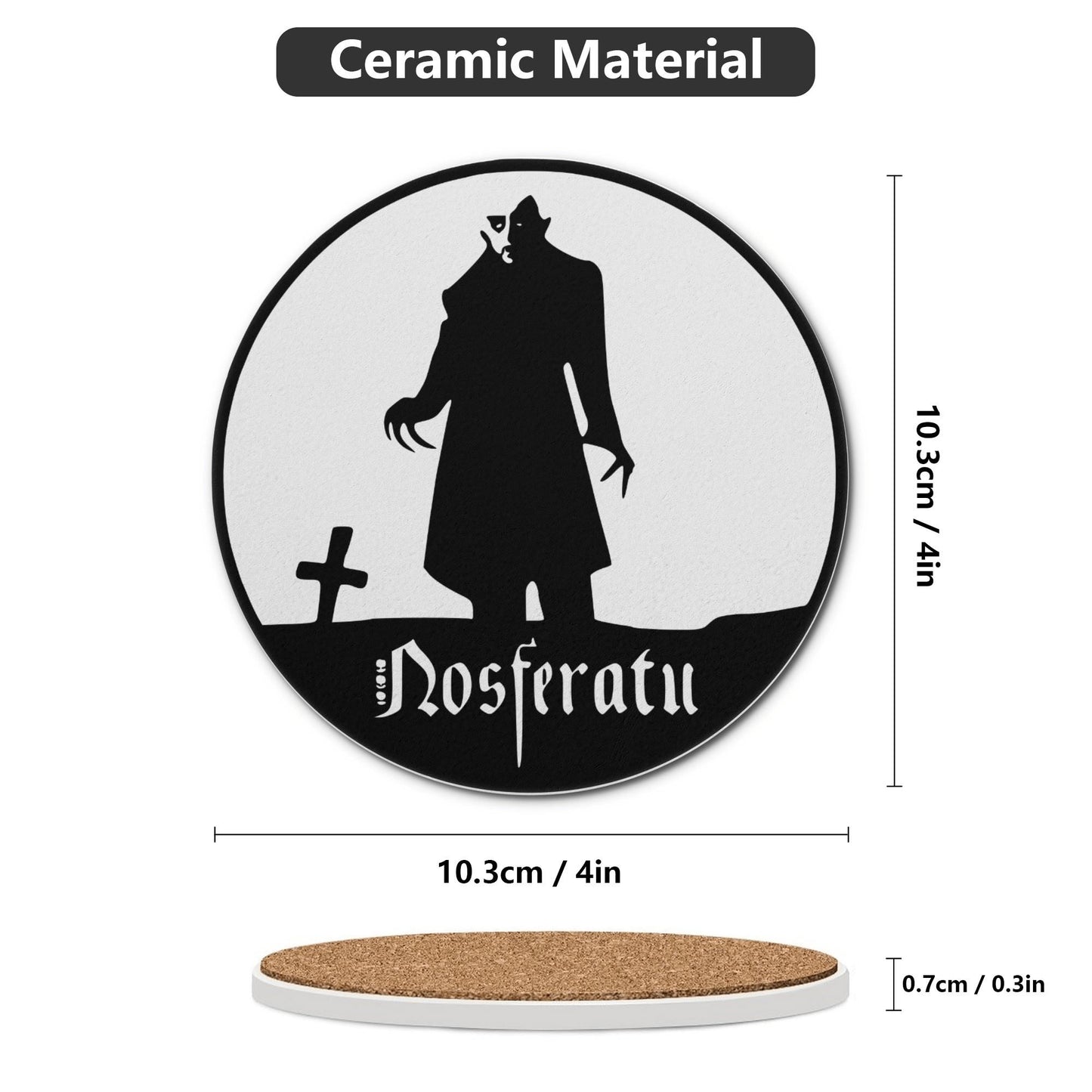 Nosferatu Round Ceramic Coaster