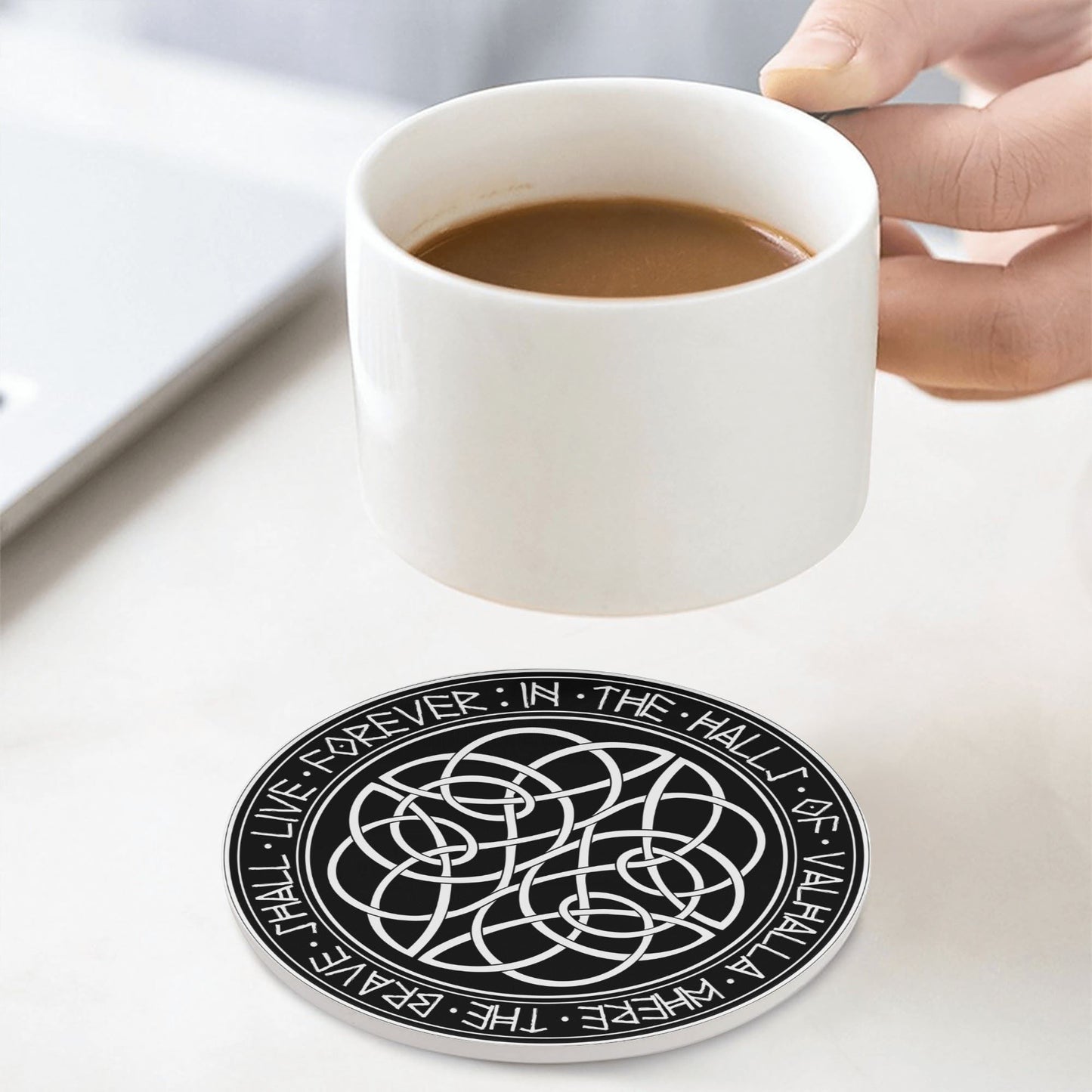 Valhalla Round Ceramic Coaster