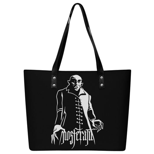 Nosferatu Leather Tote Bag with Back Zipper Pocket