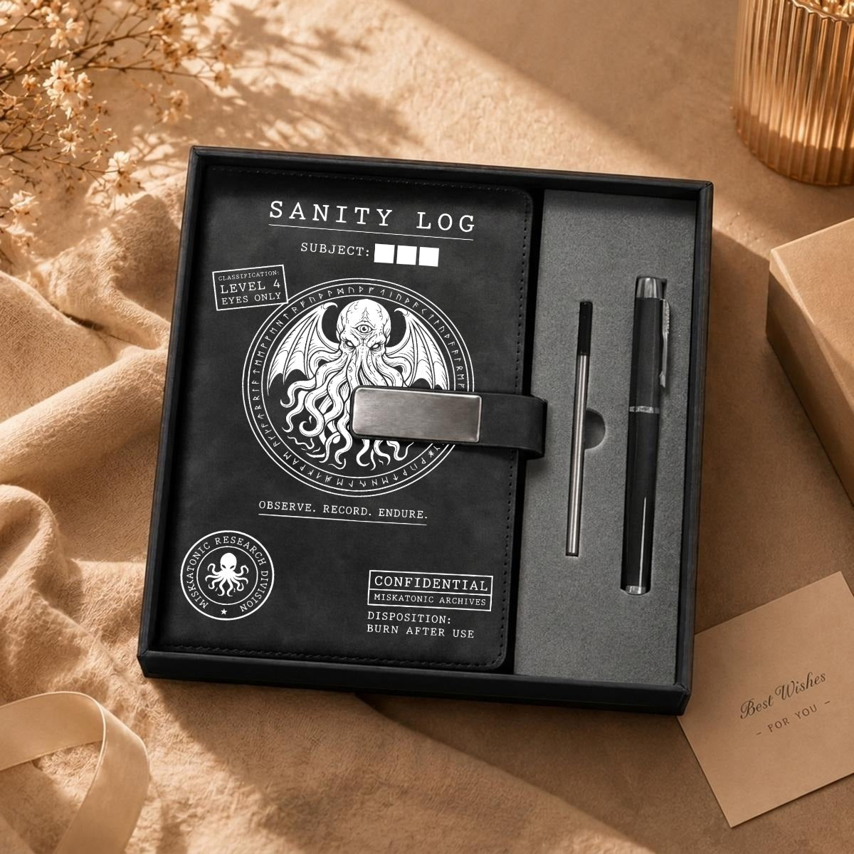 Cthulhu Sanity Log Notebook Gift Set with Metal Pen