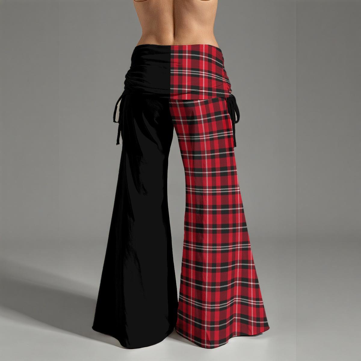Tartan (Red) High Waist Wide Leg Pants