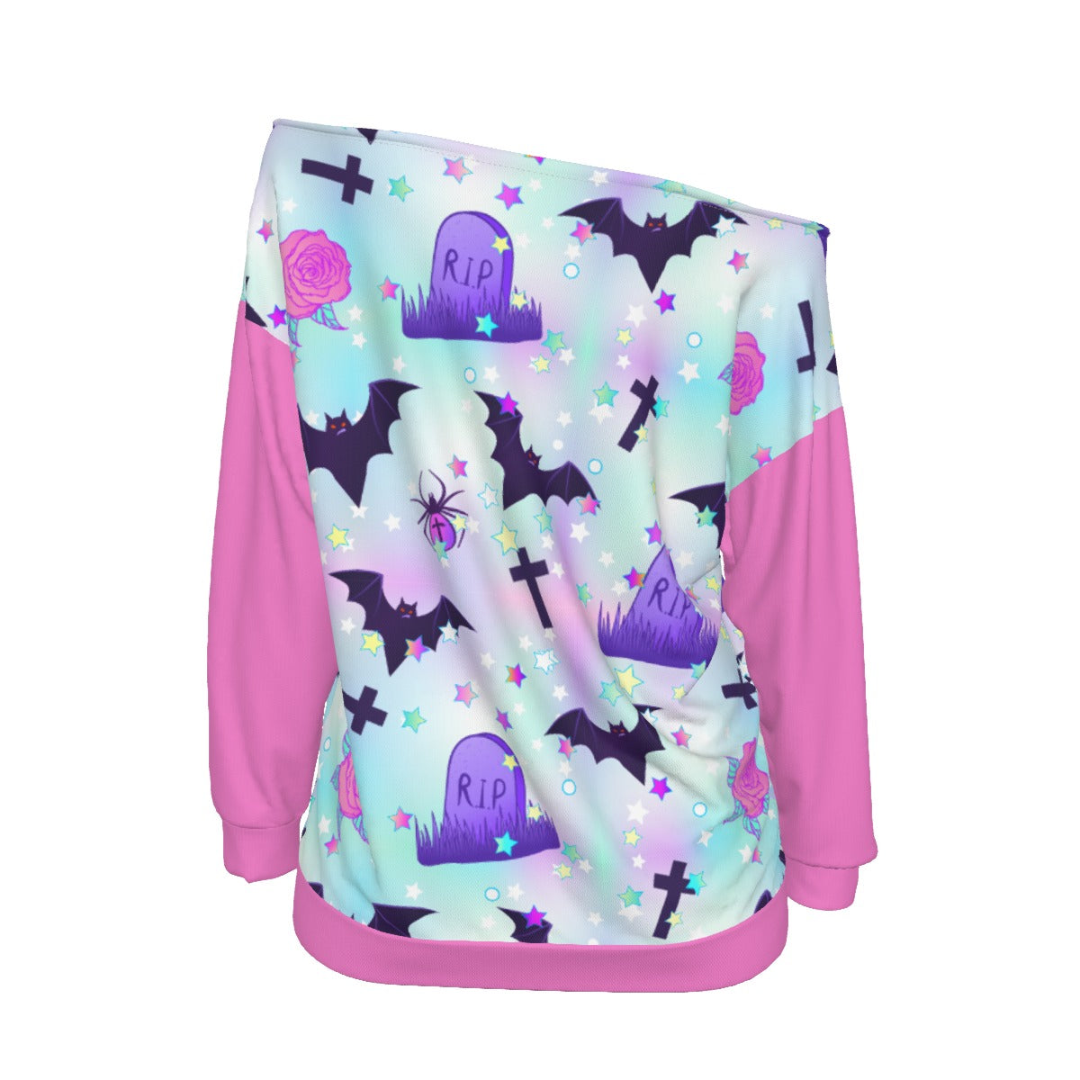 Pastel Goth Oversized Off-Shoulder Sweatshirt