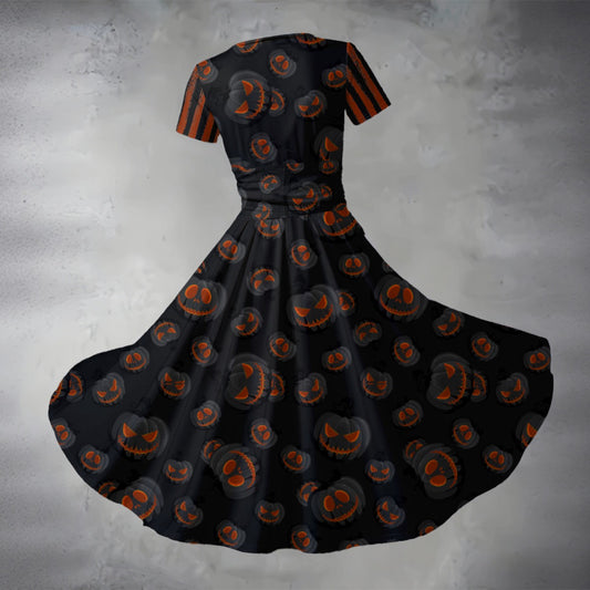 Pumpkin Queen V Neck Midi Dress