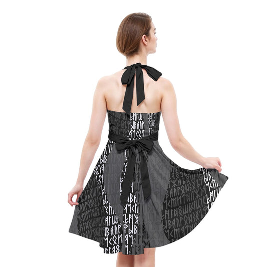 Viking Runes Halter Skater Dress