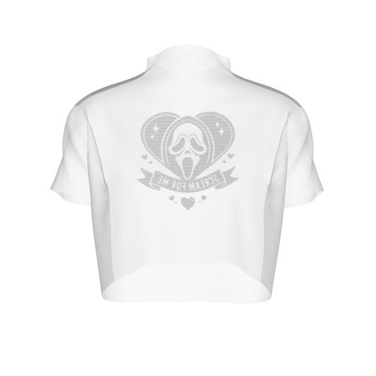 Scream For Me Short Sleeves Mesh Crop Top