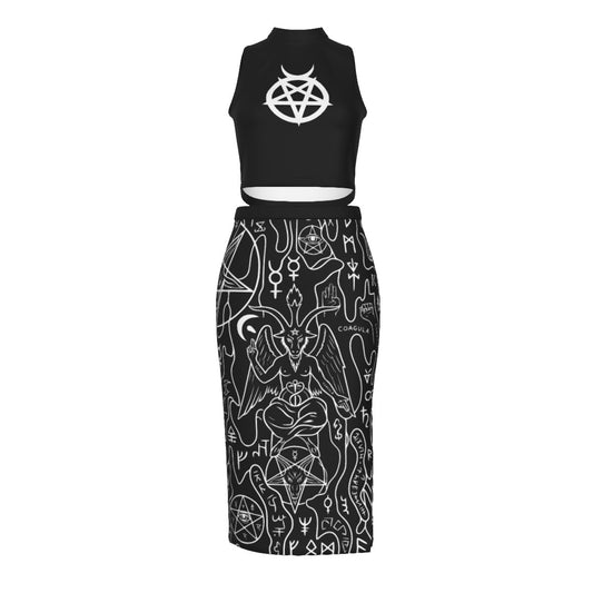 Solve Coagula Split High Skirt Set