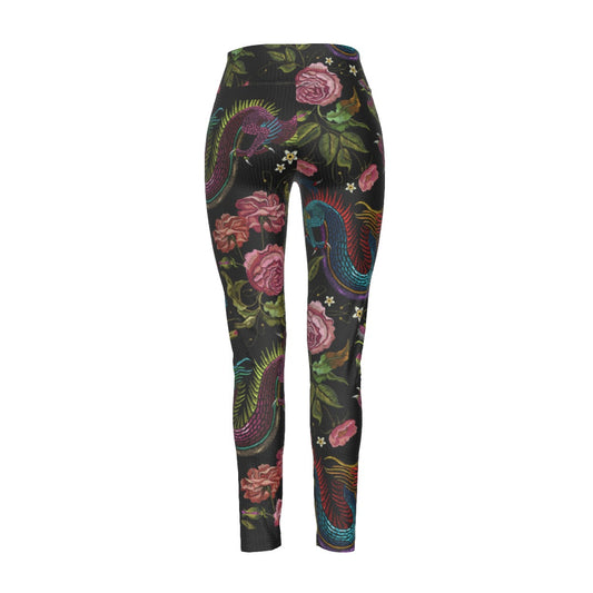 Dragons & Flowers High Waist Leggings