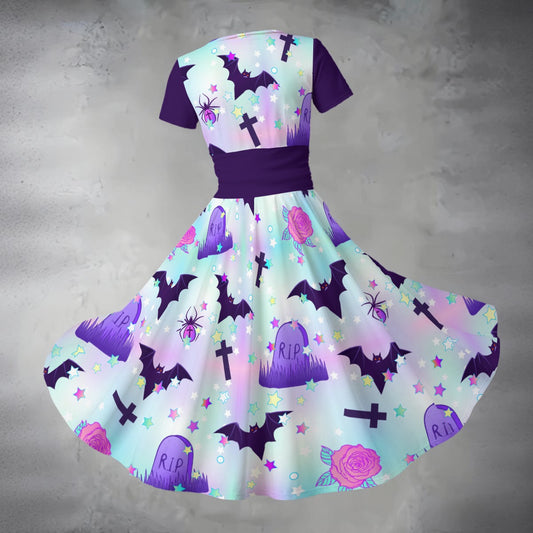 Pastel Spooky V Neck Midi Dress