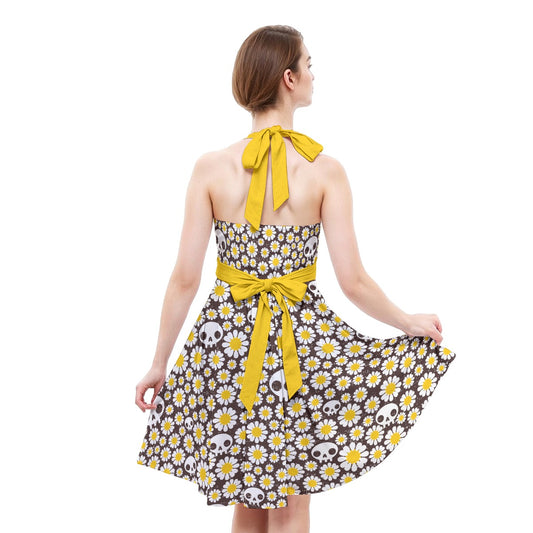 No Daisy Halter Skater Dress