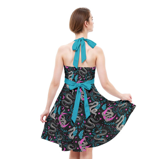 Midnight Magick Halter Skater Dress