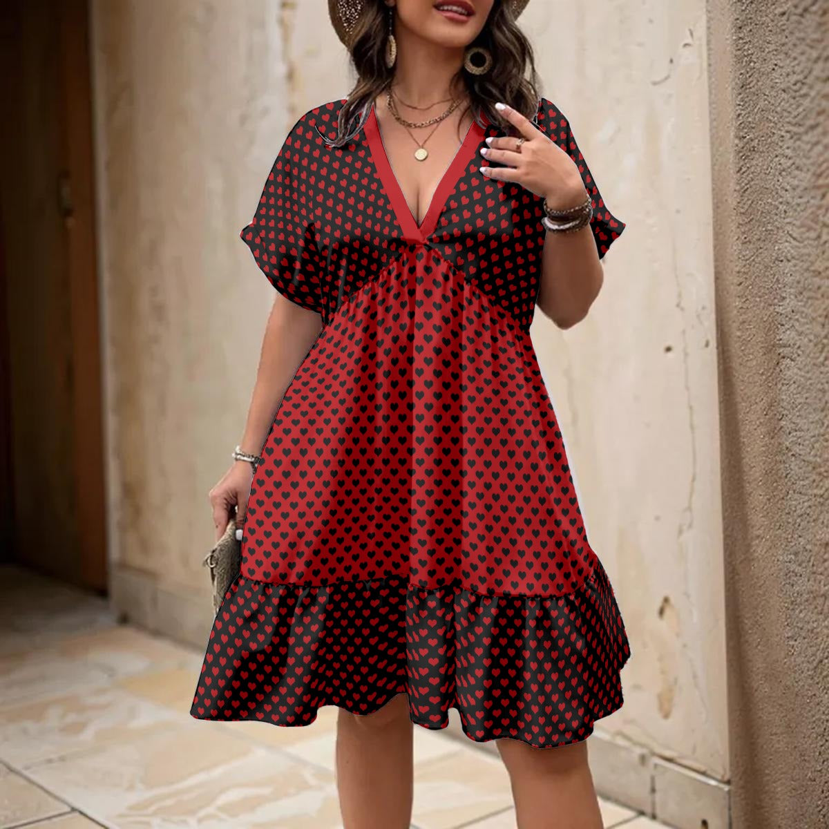 Heartless V-Neck Short Sleeve Dress