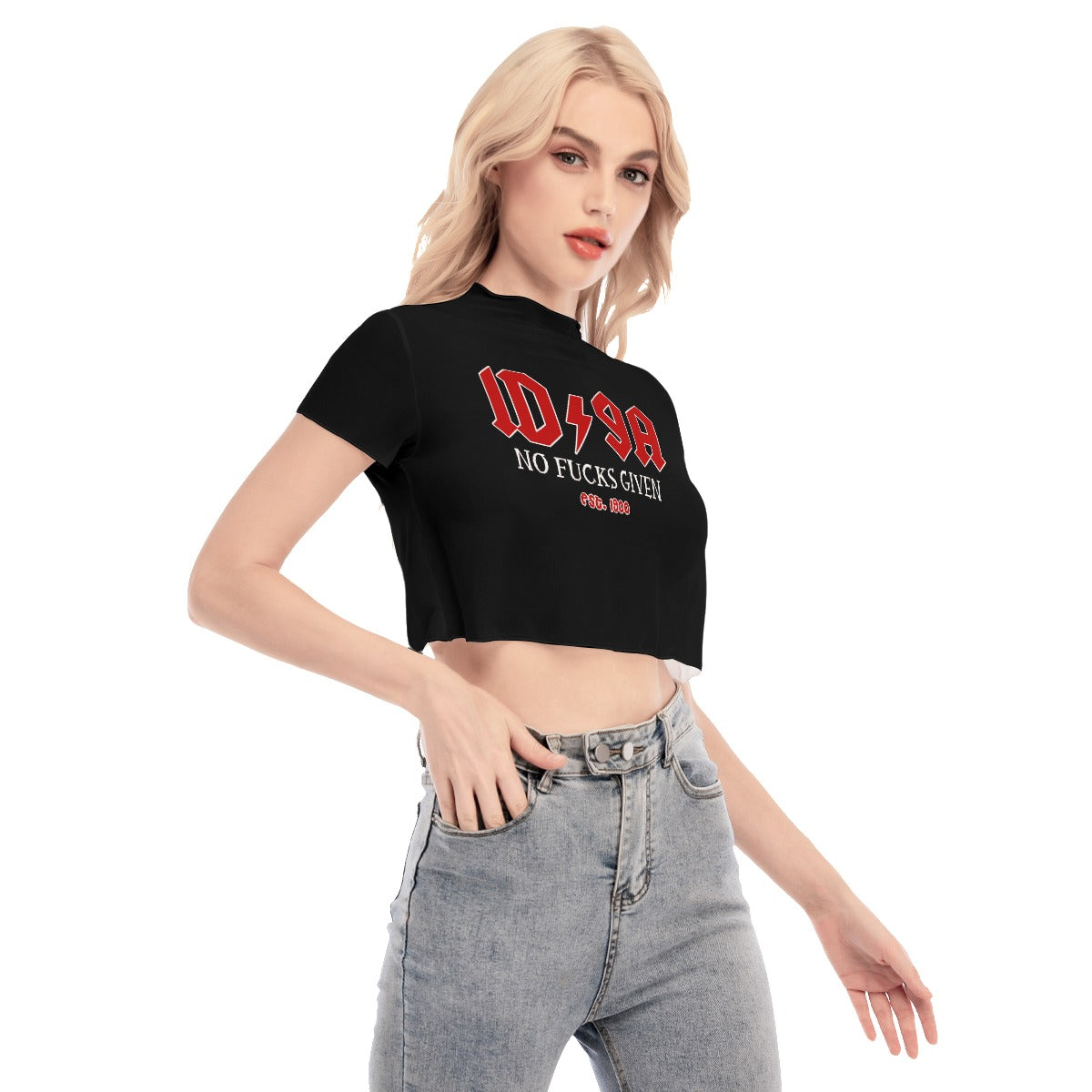 None Given Short Sleeves Mesh Crop Top