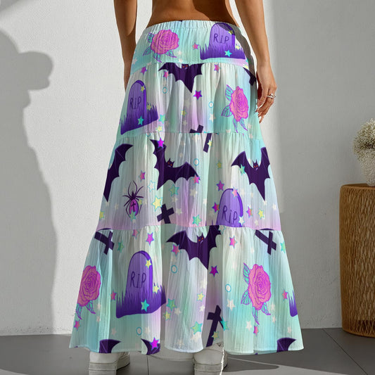 Pastel Spooky Pleated Long Skirt