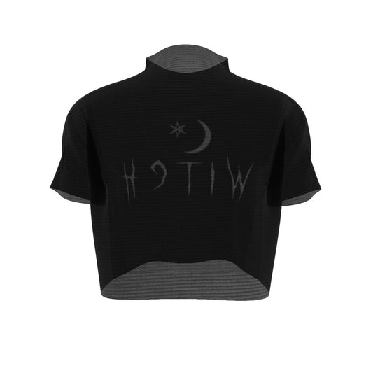 Witch Short Sleeves Mesh Crop Top