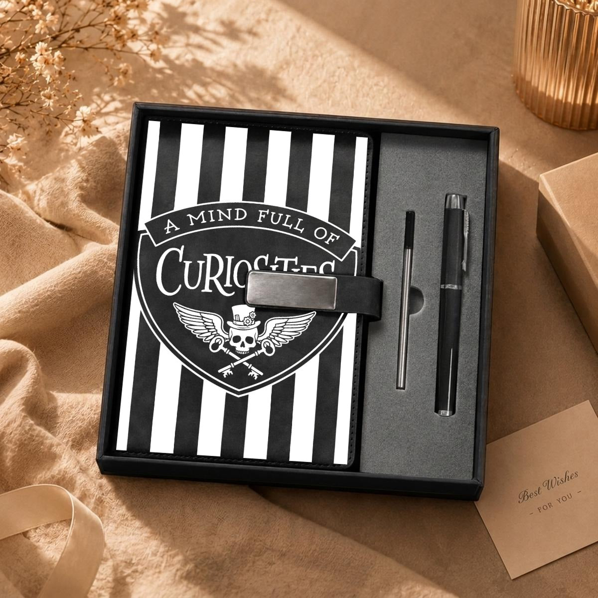 Curiosities Journal Notebook Gift Set with Metal Pen