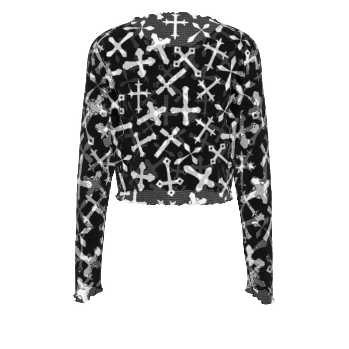 Gothic Crosses Mesh Long Sleeves T-shirt