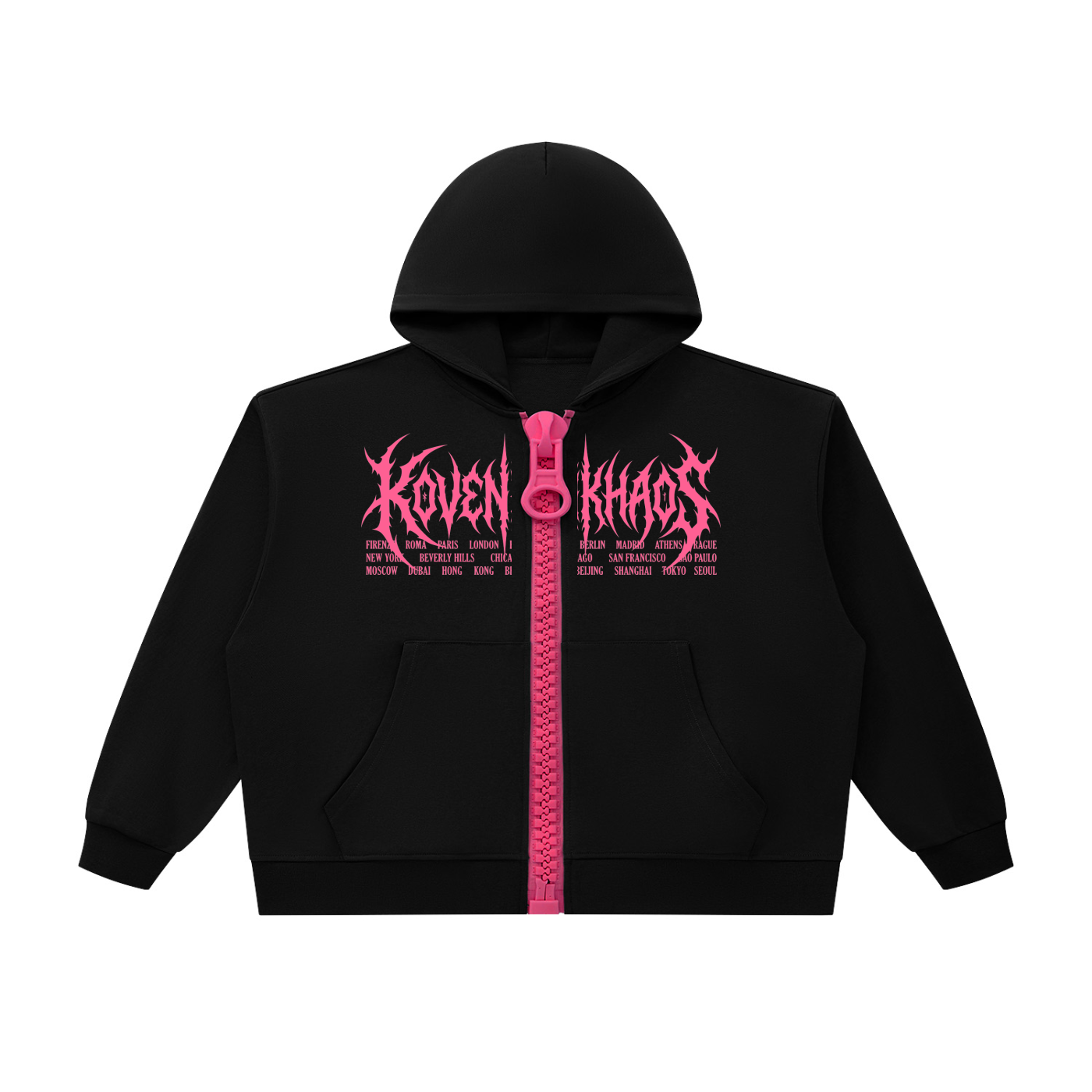 KovenKhaos Unisex Oversized Chunky-Zip Boxy Hoodie