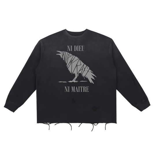 Ni Dieu, Ni Maitre - Snow Wash Raw Edge Cotton T-Shirt
