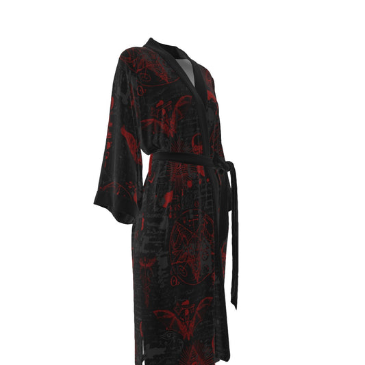 Luciferian Women's Satin Kimono Robe