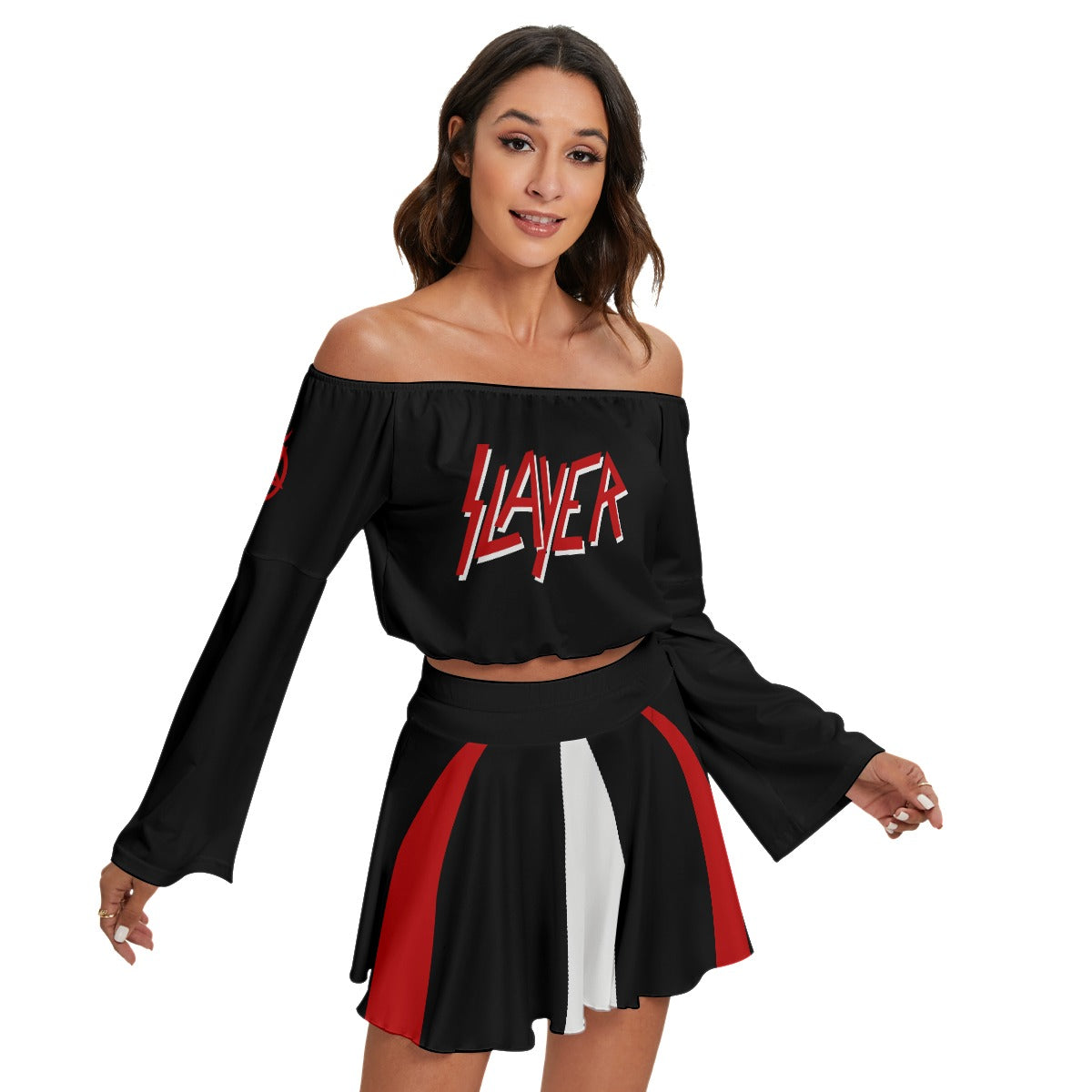 Slayer Off-shoulder Top And Skirt Set