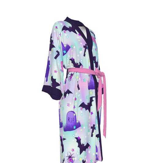 Pastel Goth Women's Satin Kimono Robe