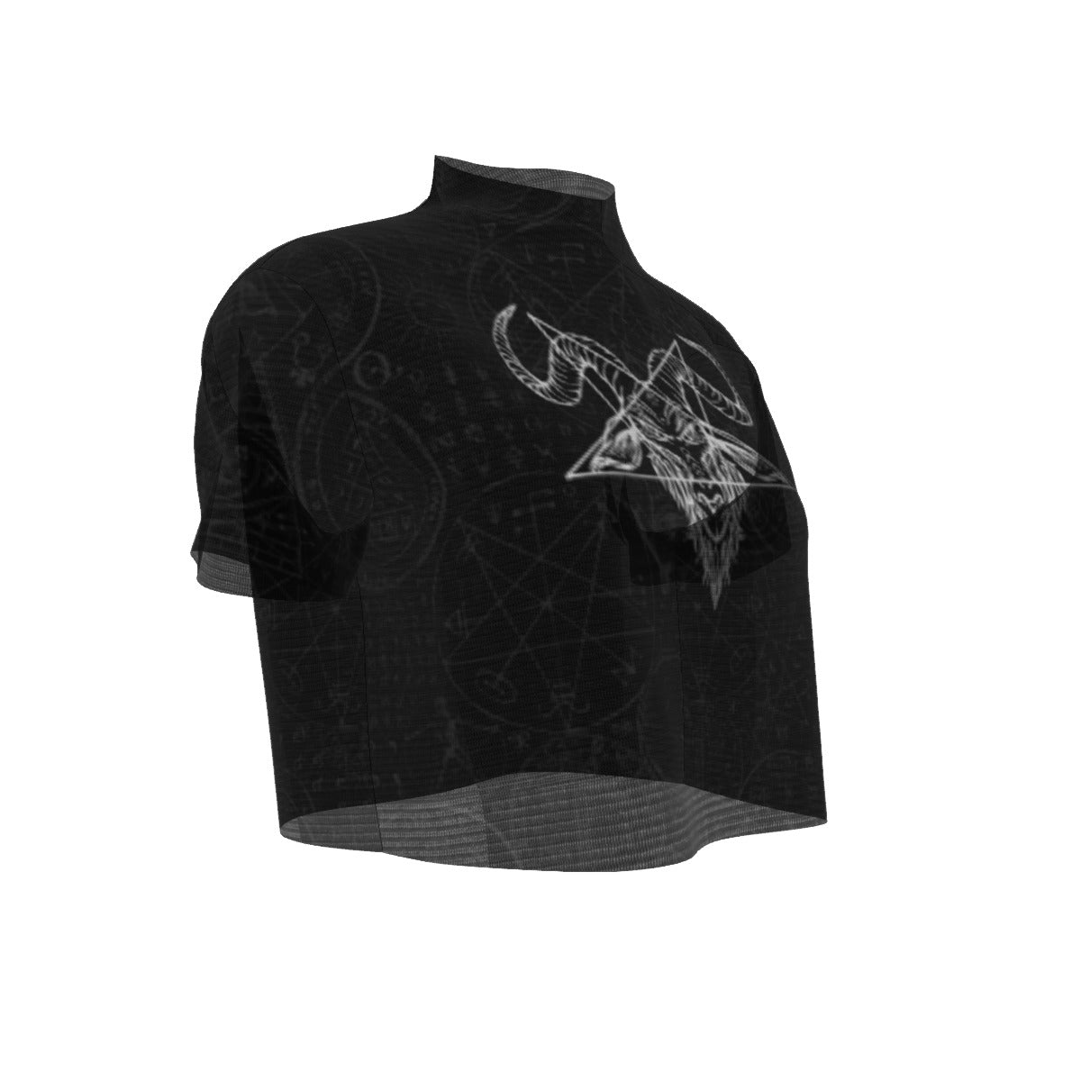 Baphomet Short Sleeves Mesh Crop Top