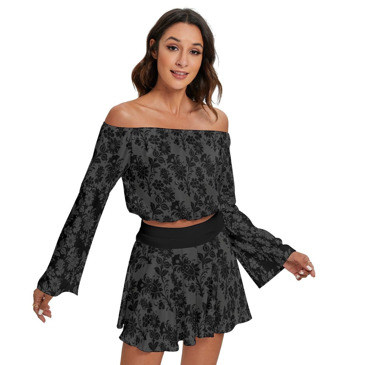 Dorian Gray Off-shoulder Top And Skirt Set